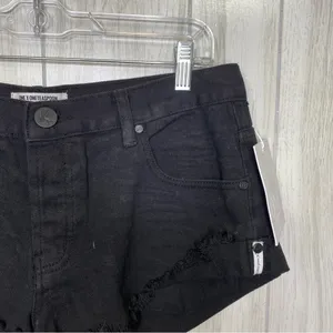 NEW One Teaspoon Bandits Relaxed Fit Twisted Cuff Hem Shorts Black Panther 29 thumbnail 5