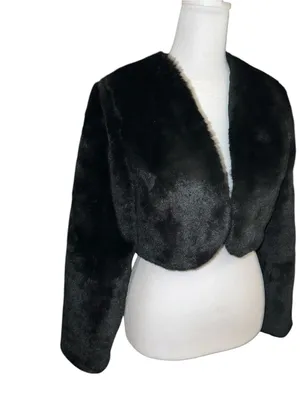 Allegra k Black Faux Fur Bolero Jacket thumbnail 4