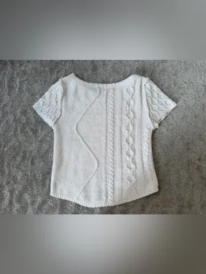 Free People Baby Cable Tee in Ivory Off White Size Small Cotton Blend Boho thumbnail 11
