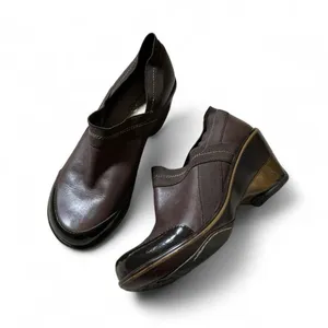 Jambu Brown Leather Wedge Pumps Patent Toe Slip On Shoes Womens‎ thumbnail 2