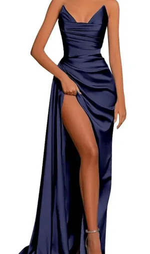 Satin sweetheart neck formal dress thumbnail 1