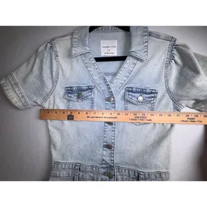 Celebrity Pink Light Wash Denim Button Down Mini Dress juniors Small thumbnail 9