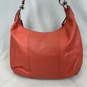 Coach Kristin F22309 Coral Pink Large Smooth Soft Leather Hobo Shoulder Bag thumbnail 8
