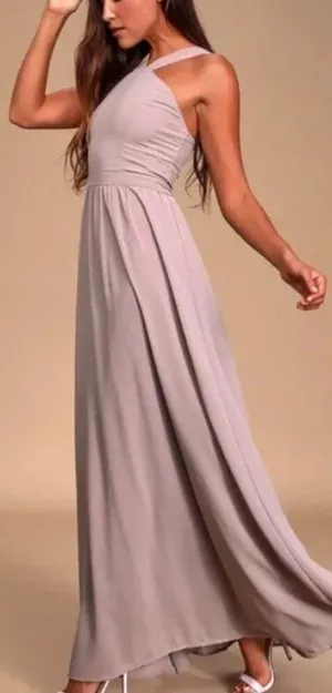 Lulus Air of Romance Taupe Maxi Dress Small Wedding Bridesmaid Formal Neutral thumbnail 1