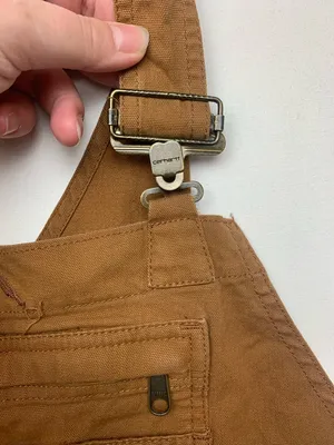 Carhartt women's size XL short loose fit Duck Canvas Bib Overalls thumbnail 4