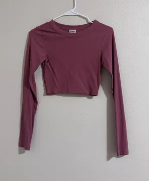 PINK Victoria's Secret Mauve Cropped Long-Sleeve Tee thumbnail 1