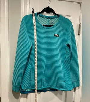 L.L. Bean Size S Aqua Blue Ribbed Airlight Crew Neck Pullover Thermal Top thumbnail 10