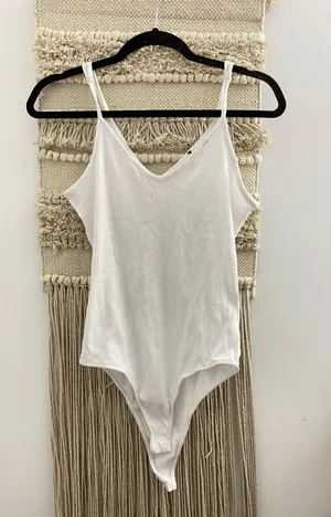 Urban Outfitters White Ribbed Bodysuit thumbnail 2