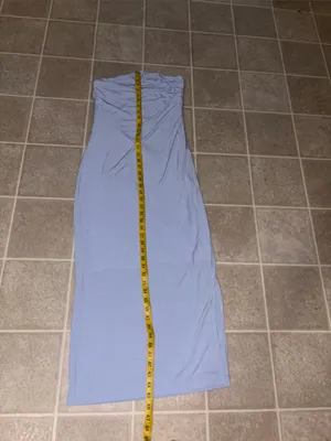 Strapless Midi Bodycon Dress in Light Blue thumbnail 3
