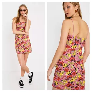 Urban Outfitters Colette Fruity Linen Blend Mini Dress M Pink thumbnail 7