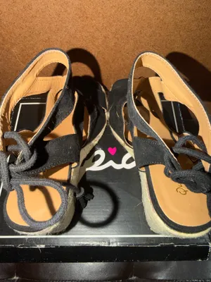 Qupid jello-02 black suede lace up platform wedges Espadrille 8.5 thumbnail 7
