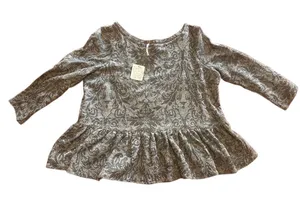 Free‎ People baby doll top gray size Xs thumbnail 1