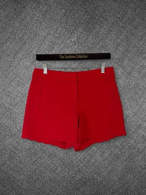 Women’s Red Scalloped Hem Cotton Blend Short thumbnail 2