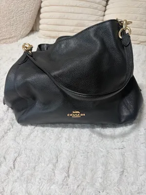Coach Hallie F80268 Black Pebbled Leather Hobo Bag thumbnail 7