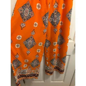 Sienna Sky NWOT Orange Boho Medallion Smocked Wide Leg Pants Jumpsuit Size L thumbnail 2