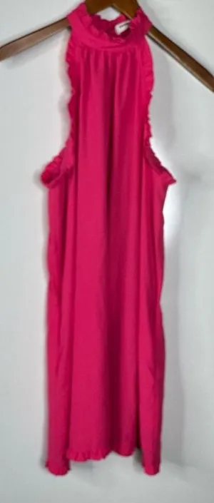 Amanda Uprichard Pink Ruffle High Neck‎ Mini Dress Size Small thumbnail 1