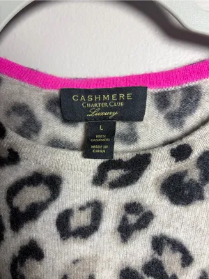 Charter Club Luxury Cashmere Animal Print Sweater thumbnail 3