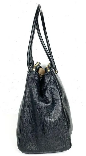 Kate Spade Womens Reis Shoulder Bag Black Pebbled Leather Triple Compartment thumbnail 4