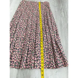 Susan Bristol Components Vintage Pleated Floral Skirt Rayon USA 8 Cottagecore Prairie Pink thumbnail 9