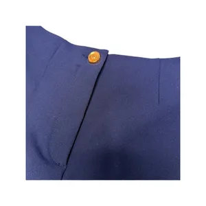 ZARA High Waisted Dress Tailored Navy Shorts Gold Button M thumbnail 9