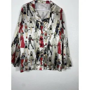 Taylor Swift Pajama Shirt Size M Multicolored AOP Red Taylor's Version Eras thumbnail 2