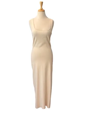 MESHKI Amara Scoop Neck Low Back Knit Maxi Dress Cream Size Medium NWOT thumbnail 2