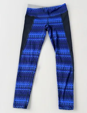 ALO Yoga Illusion 3 Tribal print leggings Arctic Royalty‎ Blue Black Pant size M thumbnail 5