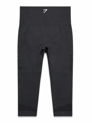 Gymshark Energy Seamless Cropped Leggings Black High Waisted Eyelet Women XS thumbnail 2