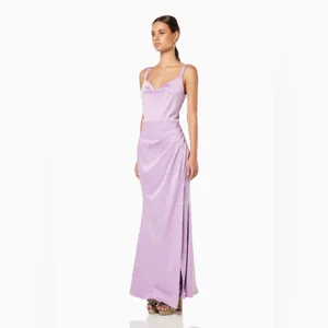Elliatt Wedding Guest Satin Maxi Dress Lilac High Slit Emerson S NWT thumbnail 4