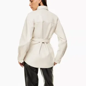 Aritzia Babaton Ava Jacket Vegan Leather Matte Pearl Belted Coat Size XS thumbnail 13
