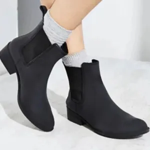 Jeffrey Campbell Stormy Chelsea Rain Boots Women 8 Black Matte Pointed Toe thumbnail 2
