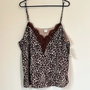 NWT Melrose & Market Cheetah Print Lace Camisole - Size: 2X thumbnail 1