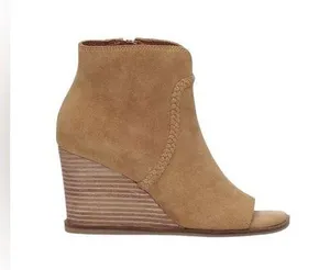 🆕. Lucky Brand | Lureli Peep-Toe Wedge Booties | Taupe | Size: 8 thumbnail 1