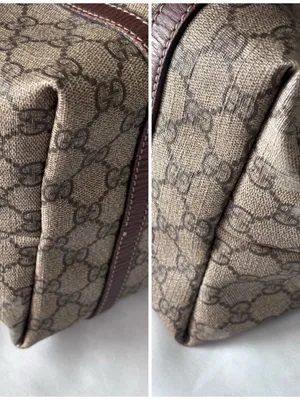 Authentic Gucci GG Supreme Monogram Coated Canvas Brown Leather Large Tote Bag thumbnail 13