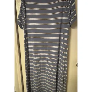 J. Jill‎ Women's Size L Blue Black and White Striped Maxi Dress Short Sleeve thumbnail 12