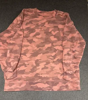 LULULEMON PERFECTLY OVERSIZED CREW SWEATSHIRT Sz 14 CAMO BRIER ROSE HERITAGE 365 thumbnail 1