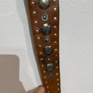 Topaz Brown Genuine Leather Studded Made in Italy Vintage Belt thumbnail 6