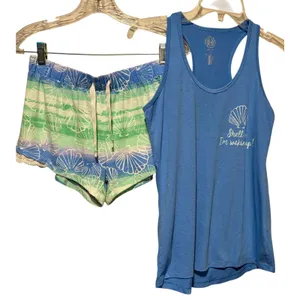 Authentic American Heritage PJ set Top and Short Shell No Im Waking Up Sz S Lot2 thumbnail 1