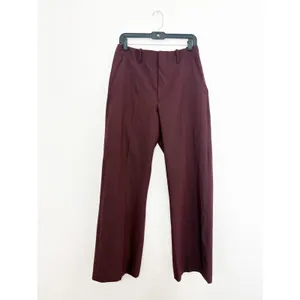 Zara Burgundy Wide Leg Trousers Size Medium High Rise Minimalist Chic 4043/043 thumbnail 4