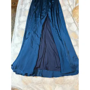 NWT Dessy‎ Dress Size 0 OFF-THE-SHOULDER DRAPED NECKLINE MAXI Atlantic Blue thumbnail 5