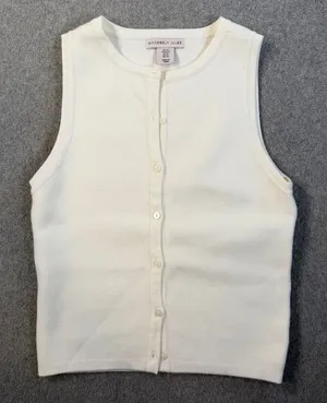 Sincerely Jules Rib Knit Button Front Tank Top Women's XS Ivory Sleeveless thumbnail 1