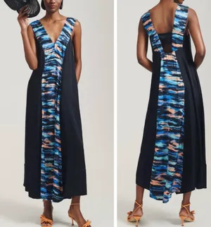 Anthropologie Maeve V-neck Colorblocked Oversized Maxi Dress, Size 0 thumbnail 2