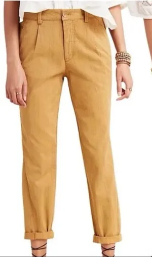 BY ANTHROPOLOGIE Women's Adobe Color Pleat Waist Trousers Pant thumbnail 1