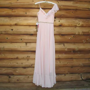 Mac Duggal Womens Pink POLKA DOT ASYMMETRICAL RUFFLE GOWN thumbnail 11