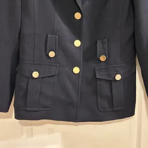 Calvin Klein‎ Womens Navy Military Style Blazer Jacket Gold Buttons thumbnail 10