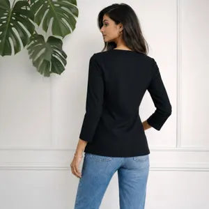 ZARA Structured Crepe V-Neck Top - Black | Minimalist Chic thumbnail 2