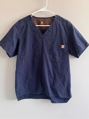 Carhartt Force‎ Navy Ripstop Scrub Top Small V-Neck Workwear thumbnail 3