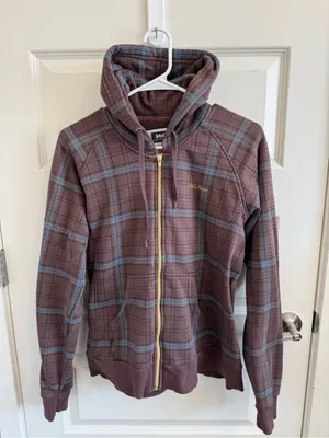 Helly Hansen Plaid Brown And Blue Zip-up Jacket thumbnail 1