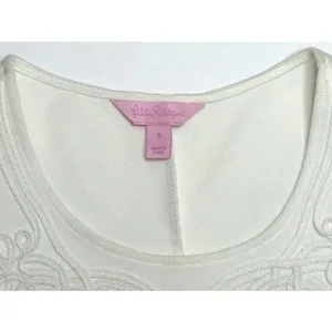 Lilly Pulitzer Foster‎ Pique Textured Cotton Shift Dress SMALL White Embroidered thumbnail 5
