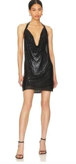 Superdown Caity Drape Dress in Black thumbnail 1